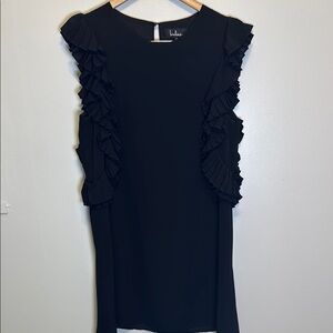 Lulu”s Black Dress Ruffle Sleeveless Lined Size Medium